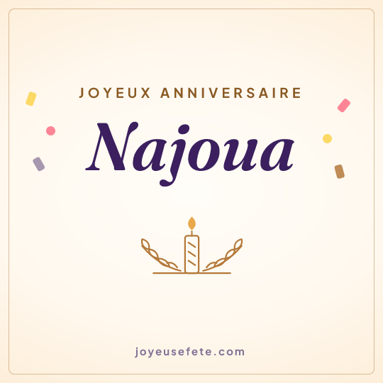 Image carrée « Joyeux anniversaire Najoua » pour WhatsApp