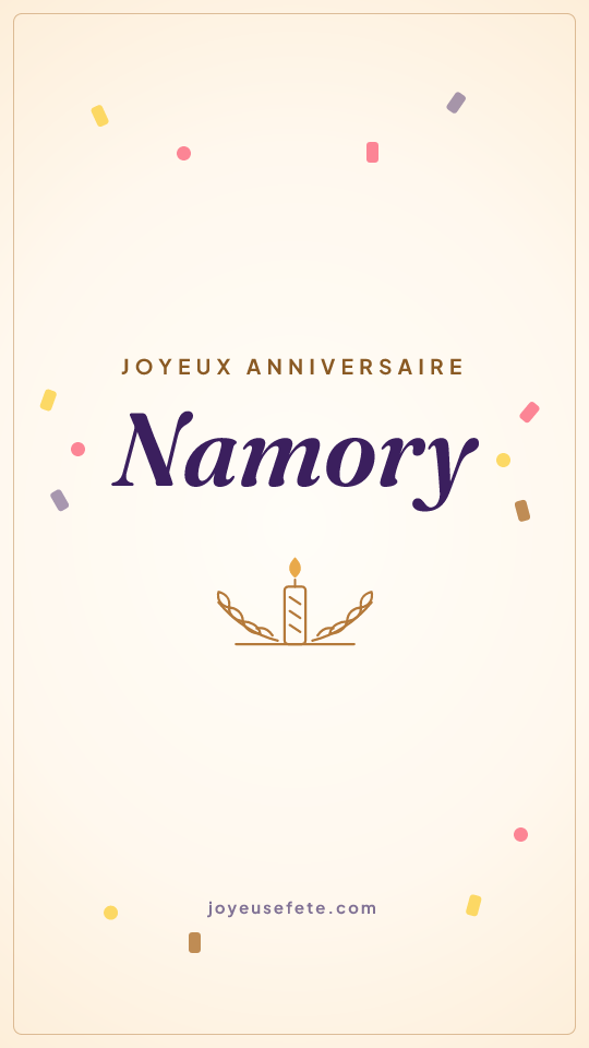 Image « Joyeux anniversaire Namory » au format story