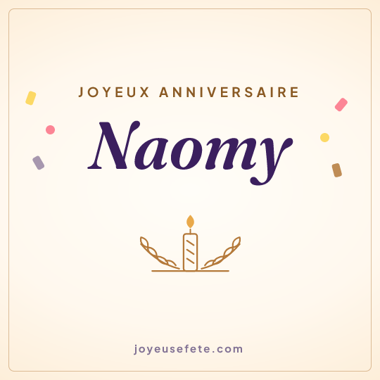 Image carrée « Joyeux anniversaire Naomy » pour WhatsApp
