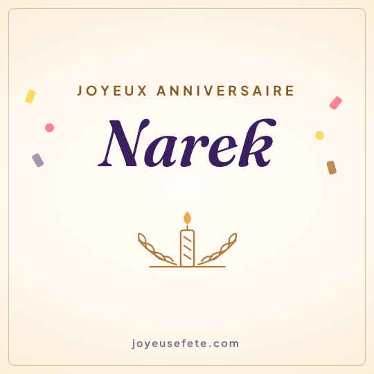 Image carrée « Joyeux anniversaire Narek » pour WhatsApp