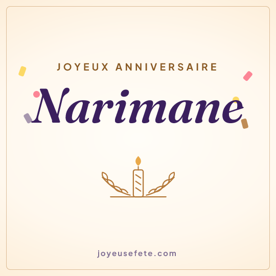 Image carrée « Joyeux anniversaire Narimane » pour WhatsApp