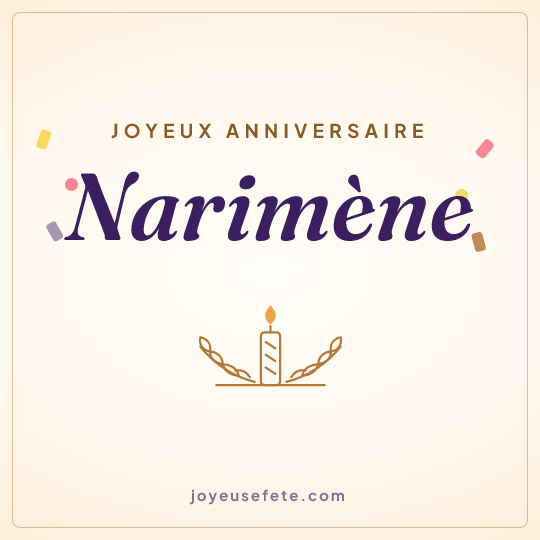 Image carrée « Joyeux anniversaire Narimène » pour WhatsApp