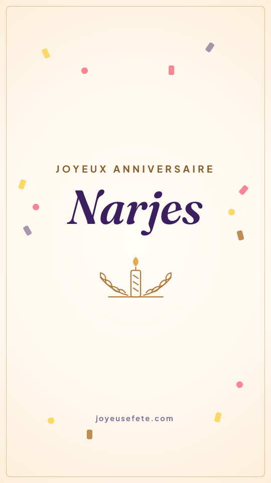 Image « Joyeux anniversaire Narjes » au format story