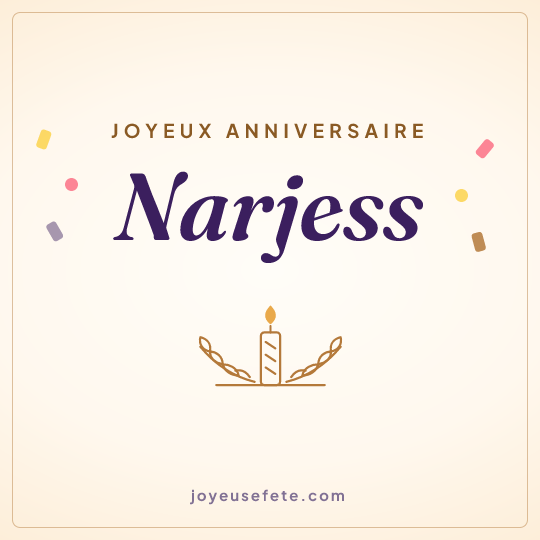 Image carrée « Joyeux anniversaire Narjess » pour WhatsApp