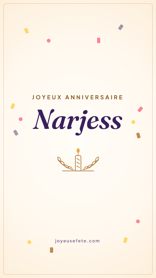 Image « Joyeux anniversaire Narjess » au format story