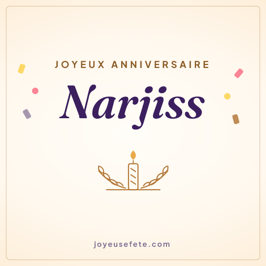 Image carrée « Joyeux anniversaire Narjiss » pour WhatsApp