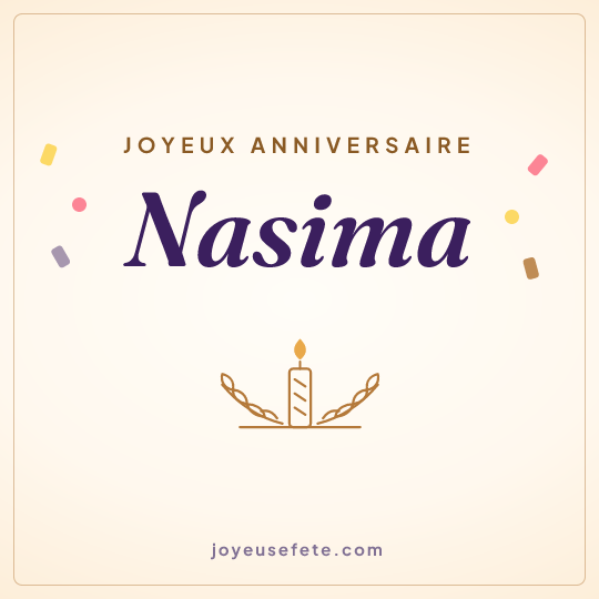 Image carrée « Joyeux anniversaire Nasima » pour WhatsApp