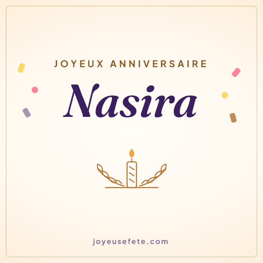 Image carrée « Joyeux anniversaire Nasira » pour WhatsApp