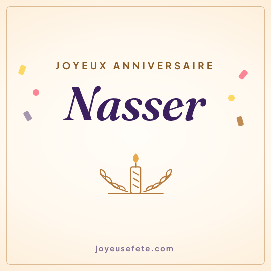 Image carrée « Joyeux anniversaire Nasser » pour WhatsApp