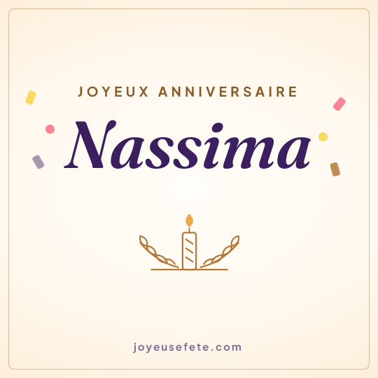 Image carrée « Joyeux anniversaire Nassima » pour WhatsApp