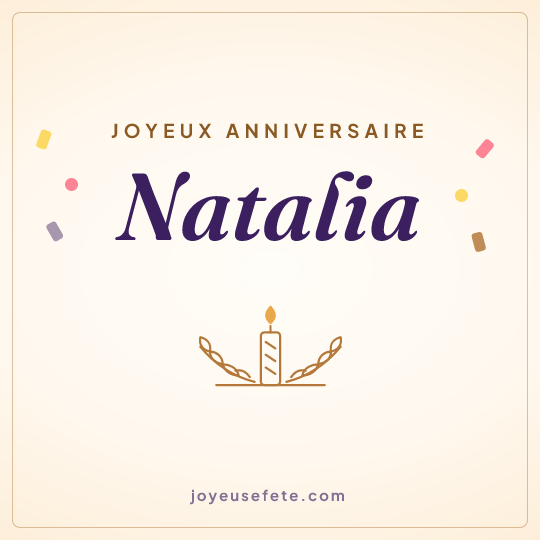 Image carrée « Joyeux anniversaire Natalia » pour WhatsApp