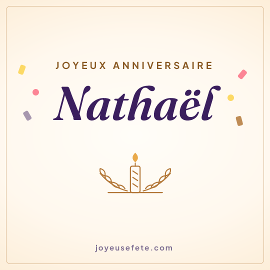Image carrée « Joyeux anniversaire Nathaël » pour WhatsApp