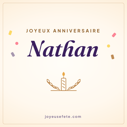 Image carrée « Joyeux anniversaire Nathan » pour WhatsApp