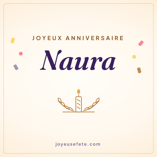 Image carrée « Joyeux anniversaire Naura » pour WhatsApp