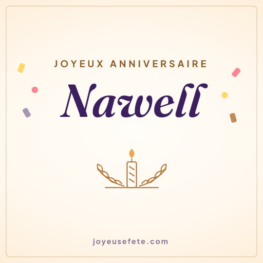 Image carrée « Joyeux anniversaire Nawell » pour WhatsApp
