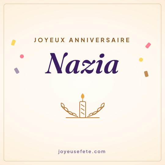 Image carrée « Joyeux anniversaire Nazia » pour WhatsApp