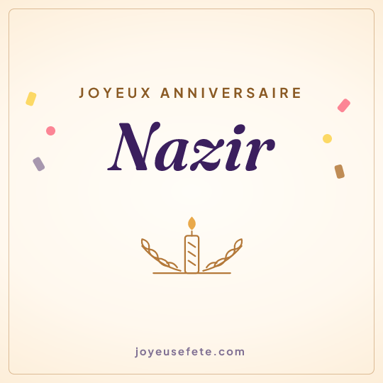 Image carrée « Joyeux anniversaire Nazir » pour WhatsApp