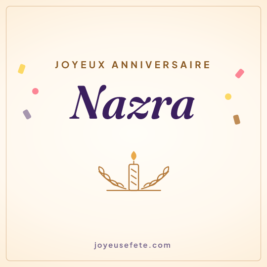 Image carrée « Joyeux anniversaire Nazra » pour WhatsApp