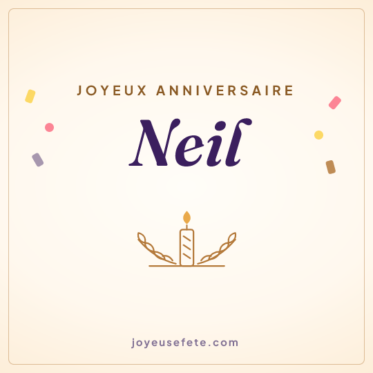 Image carrée « Joyeux anniversaire Neil » pour WhatsApp