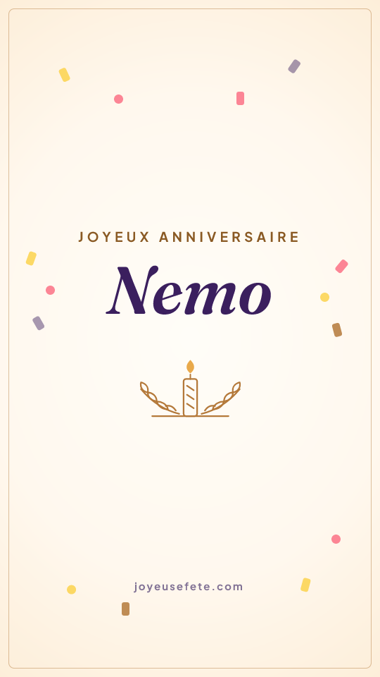 Image « Joyeux anniversaire Nemo » au format story