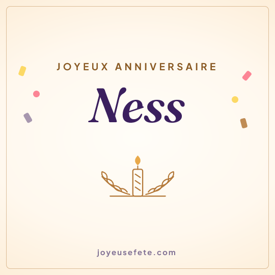 Image carrée « Joyeux anniversaire Ness » pour WhatsApp