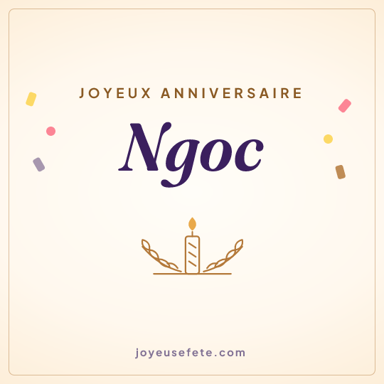 Image carrée « Joyeux anniversaire Ngoc » pour WhatsApp