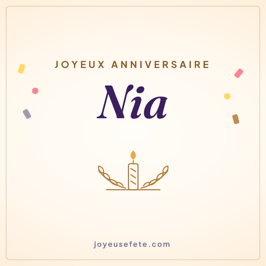 Image carrée « Joyeux anniversaire Nia » pour WhatsApp