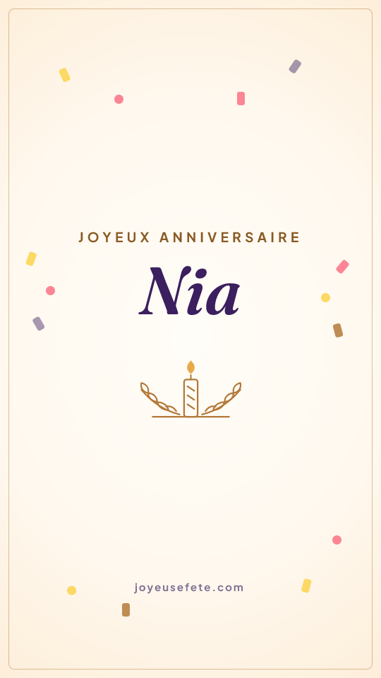Image « Joyeux anniversaire Nia » au format story