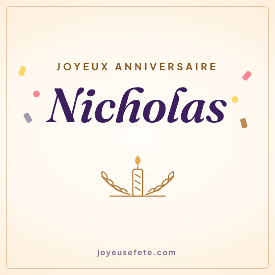 Image carrée « Joyeux anniversaire Nicholas » pour WhatsApp
