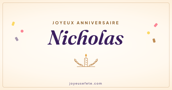 Image « Joyeux anniversaire Nicholas » au format large