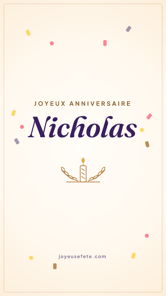 Image « Joyeux anniversaire Nicholas » au format story