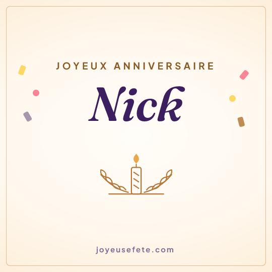 Image carrée « Joyeux anniversaire Nick » pour WhatsApp