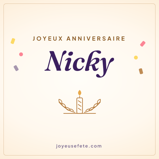 Image carrée « Joyeux anniversaire Nicky » pour WhatsApp