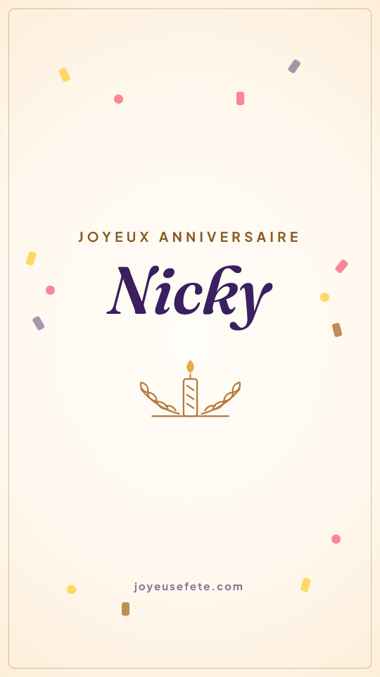 Image « Joyeux anniversaire Nicky » au format story
