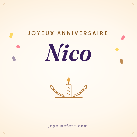 Image carrée « Joyeux anniversaire Nico » pour WhatsApp