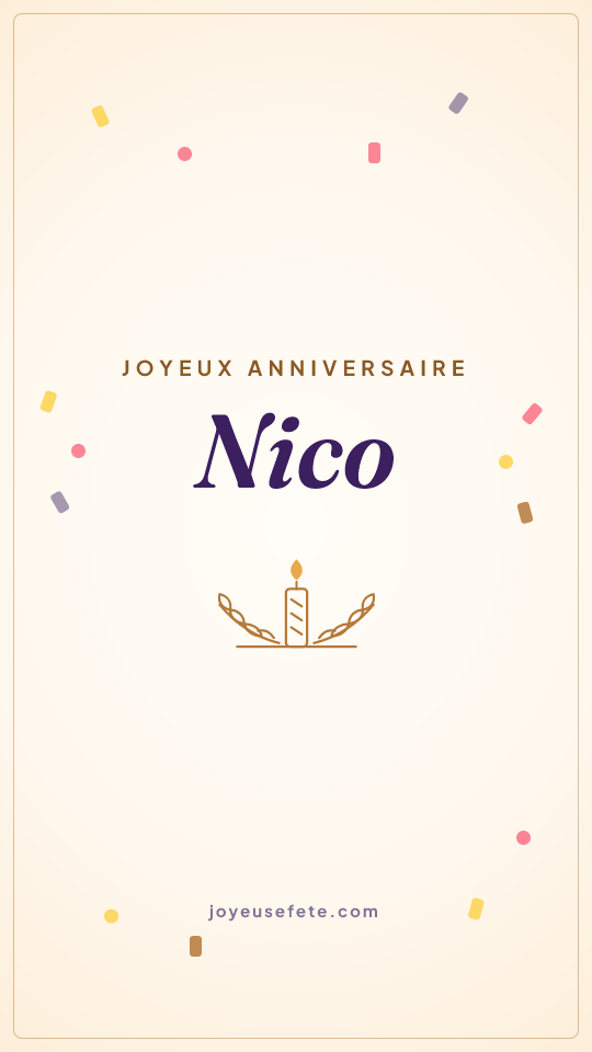 Image « Joyeux anniversaire Nico » au format story