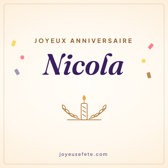 Image carrée « Joyeux anniversaire Nicola » pour WhatsApp
