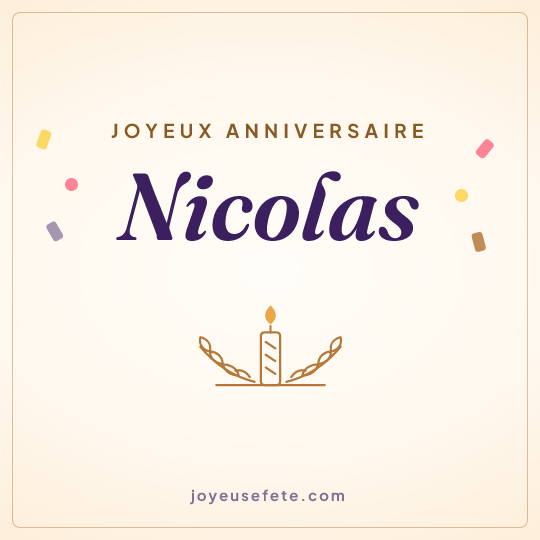 Image carrée « Joyeux anniversaire Nicolas » pour WhatsApp