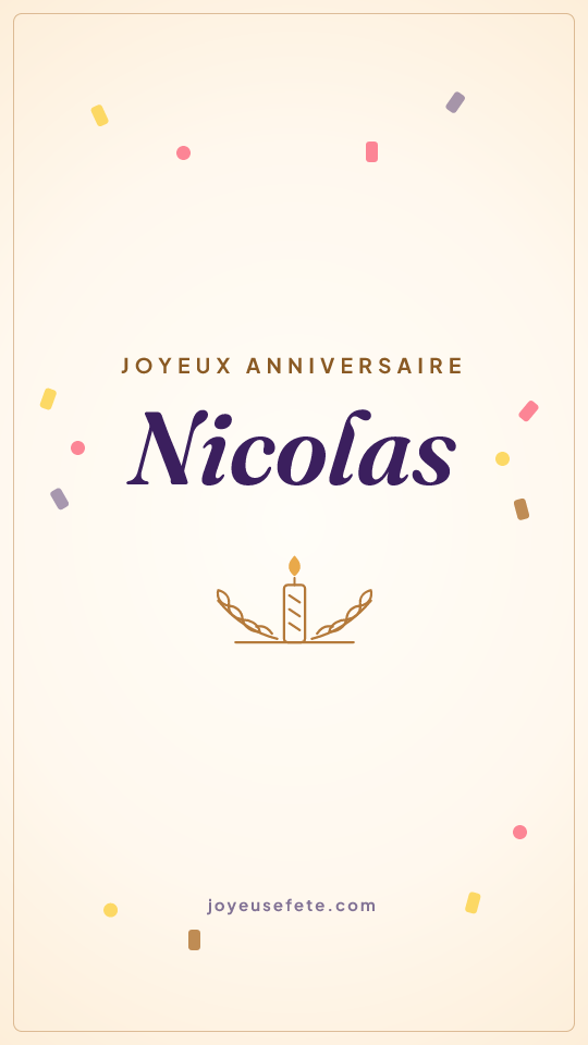 Image « Joyeux anniversaire Nicolas » au format story