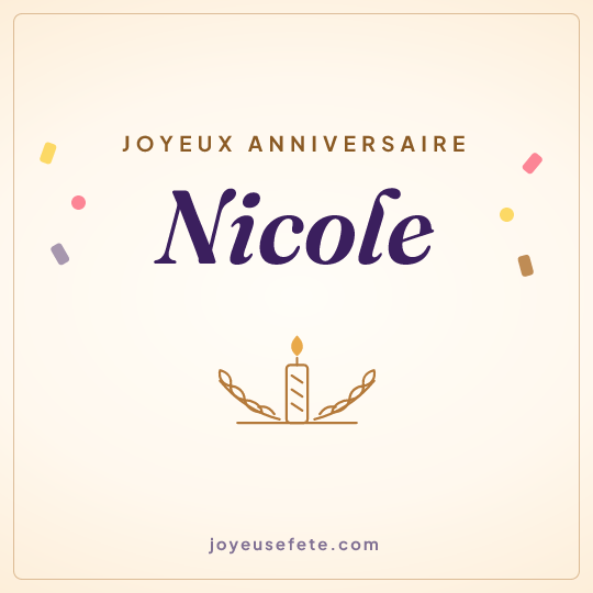 Image carrée « Joyeux anniversaire Nicole » pour WhatsApp