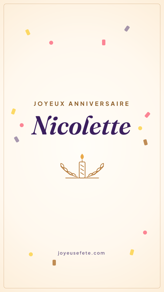 Image « Joyeux anniversaire Nicolette » au format story