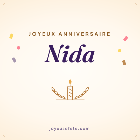 Image carrée « Joyeux anniversaire Nida » pour WhatsApp
