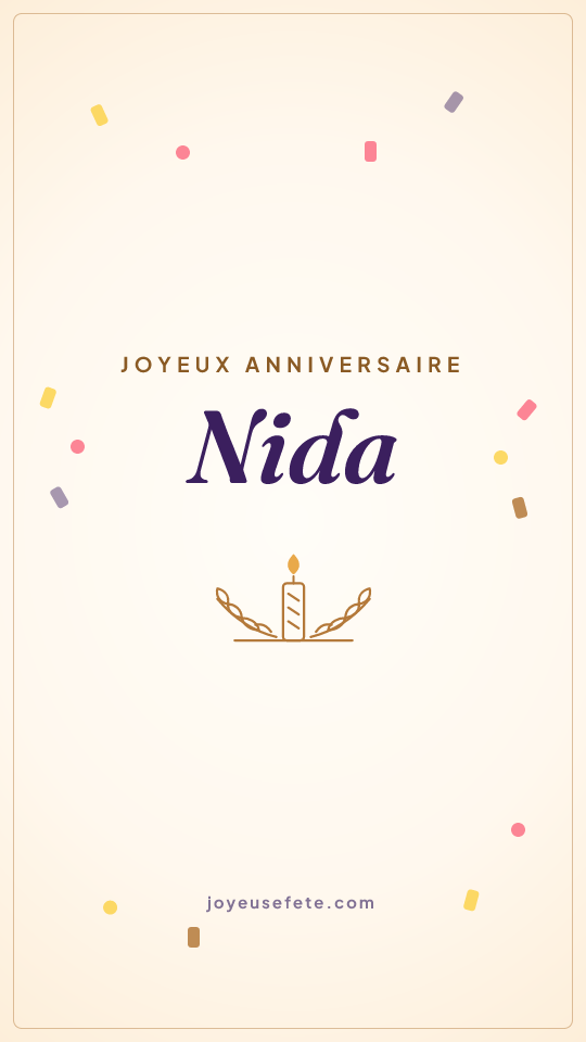 Image « Joyeux anniversaire Nida » au format story