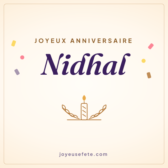Image carrée « Joyeux anniversaire Nidhal » pour WhatsApp