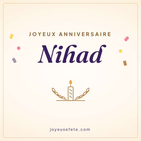 Image carrée « Joyeux anniversaire Nihad » pour WhatsApp