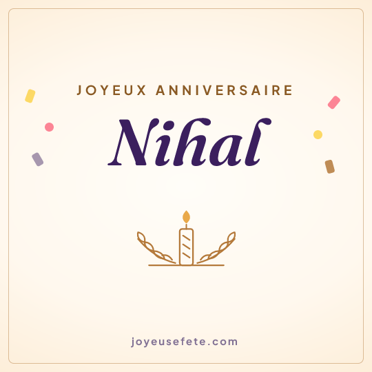 Image carrée « Joyeux anniversaire Nihal » pour WhatsApp