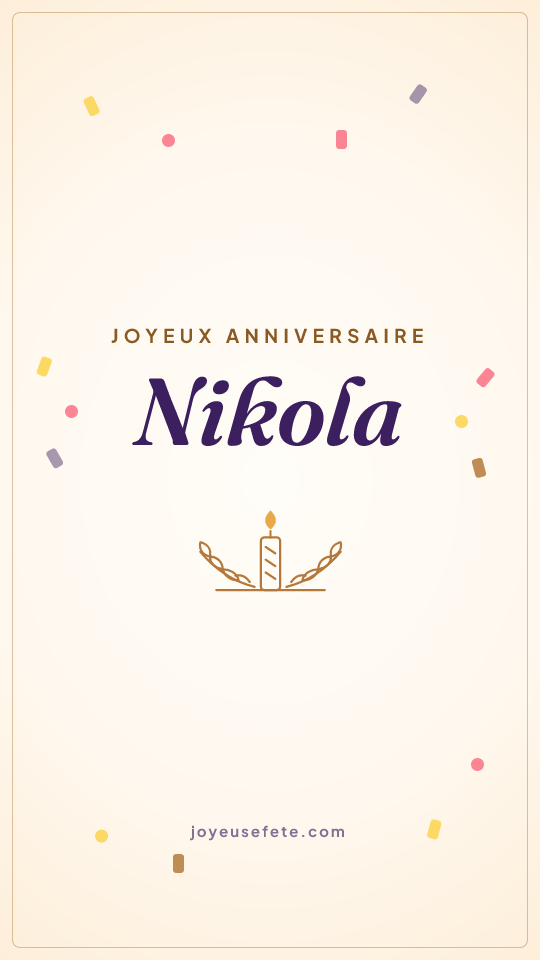 Image « Joyeux anniversaire Nikola » au format story