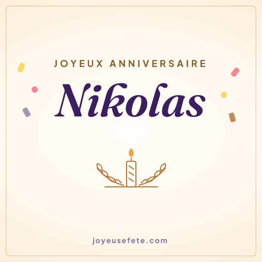Image carrée « Joyeux anniversaire Nikolas » pour WhatsApp