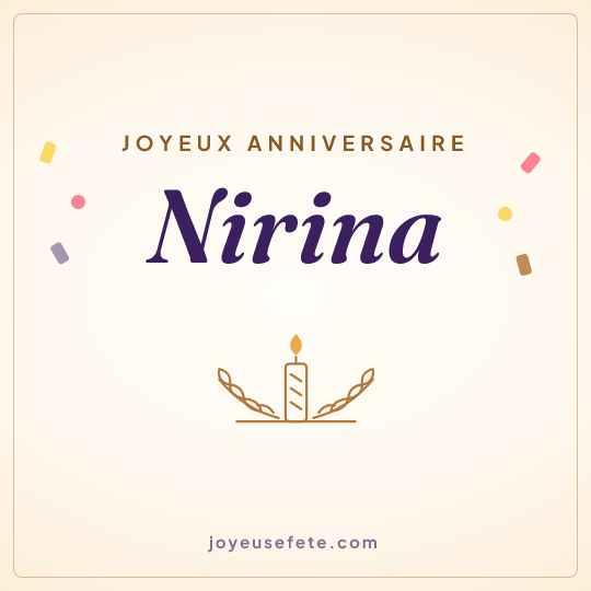 Image carrée « Joyeux anniversaire Nirina » pour WhatsApp
