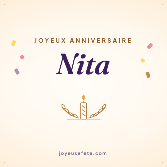 Image carrée « Joyeux anniversaire Nita » pour WhatsApp